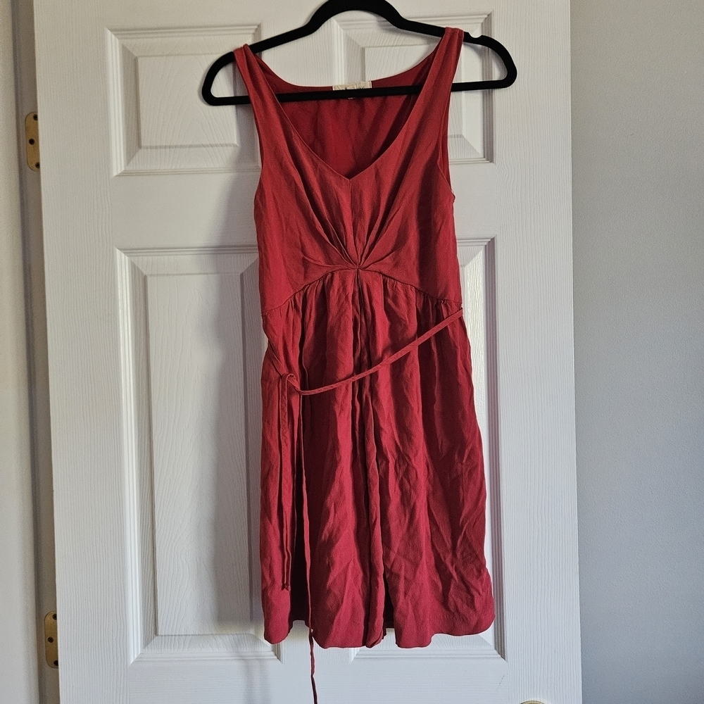 Black Swan Red Pleated Tie Front Sundress